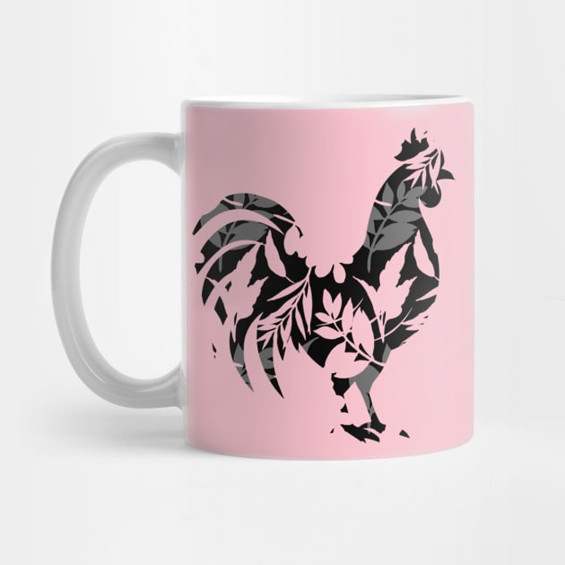Autumn Leaves in Rooster Silhouette Pattern by TuncGK